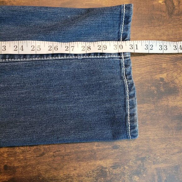 Earl Jeans Womens 12 Straight Leg Mid Rise Button Flap Embellished Thick Stitch - Picture 8 of 10